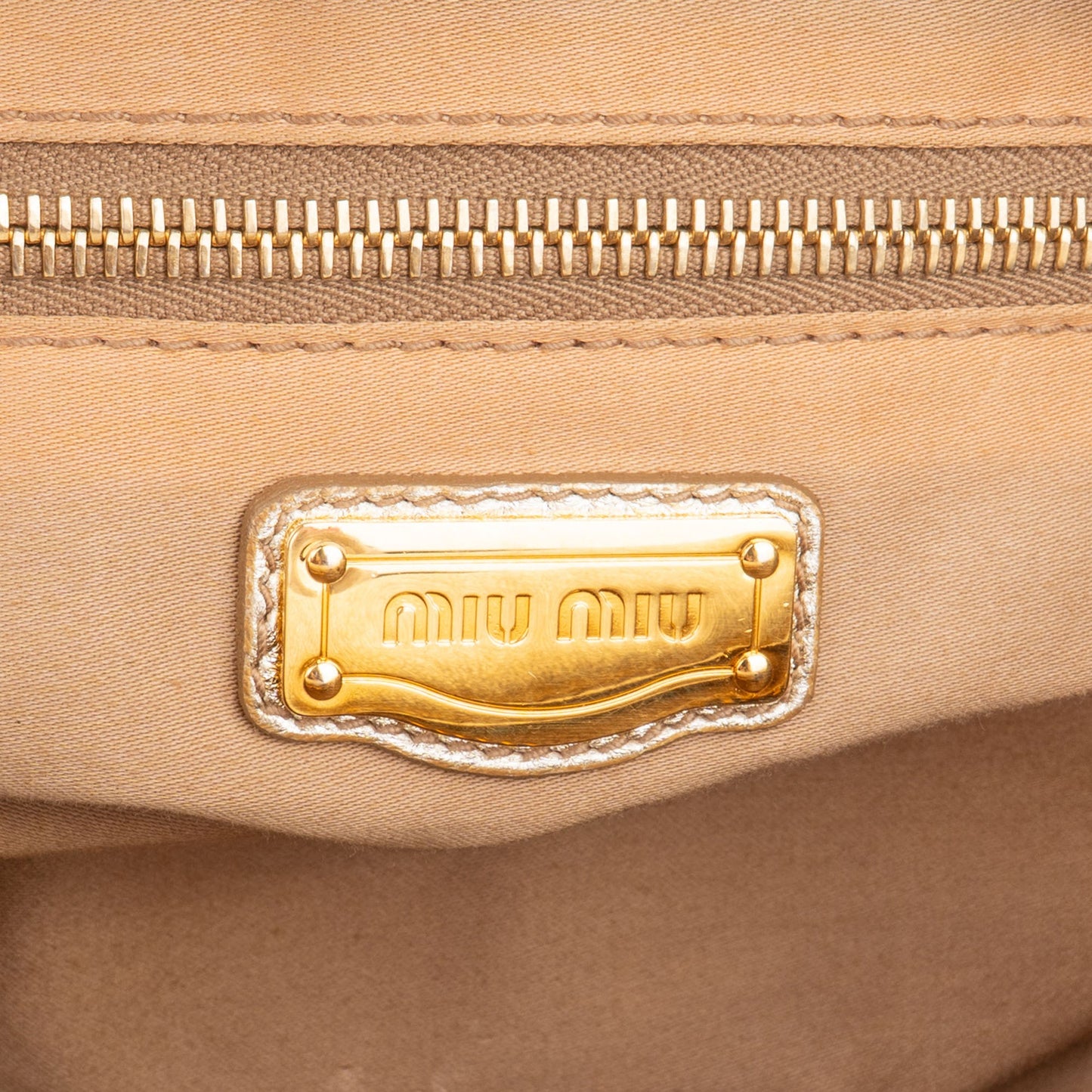 Miu Miu Golden Soft Leather City Handbag
