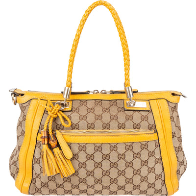 Gucci GG Monogram Bamboo Handbag
