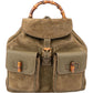 Gucci Suede Monogram Bamboo Backpack