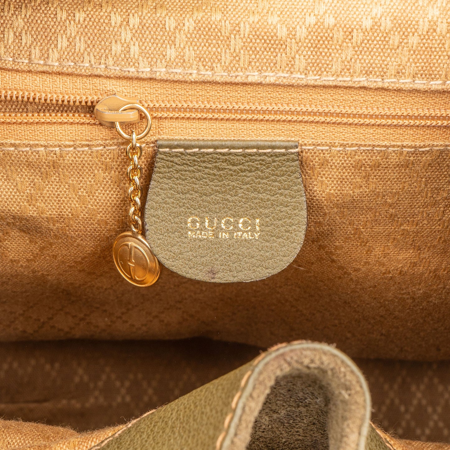 Gucci Suede Monogram Bamboo Backpack