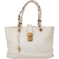 Bottega Veneta White Intrecciato Leather Lock Handbag