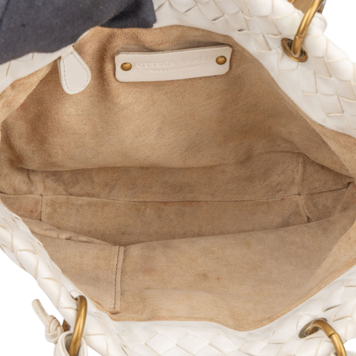 Bottega Veneta White Intrecciato Leather Lock Handbag