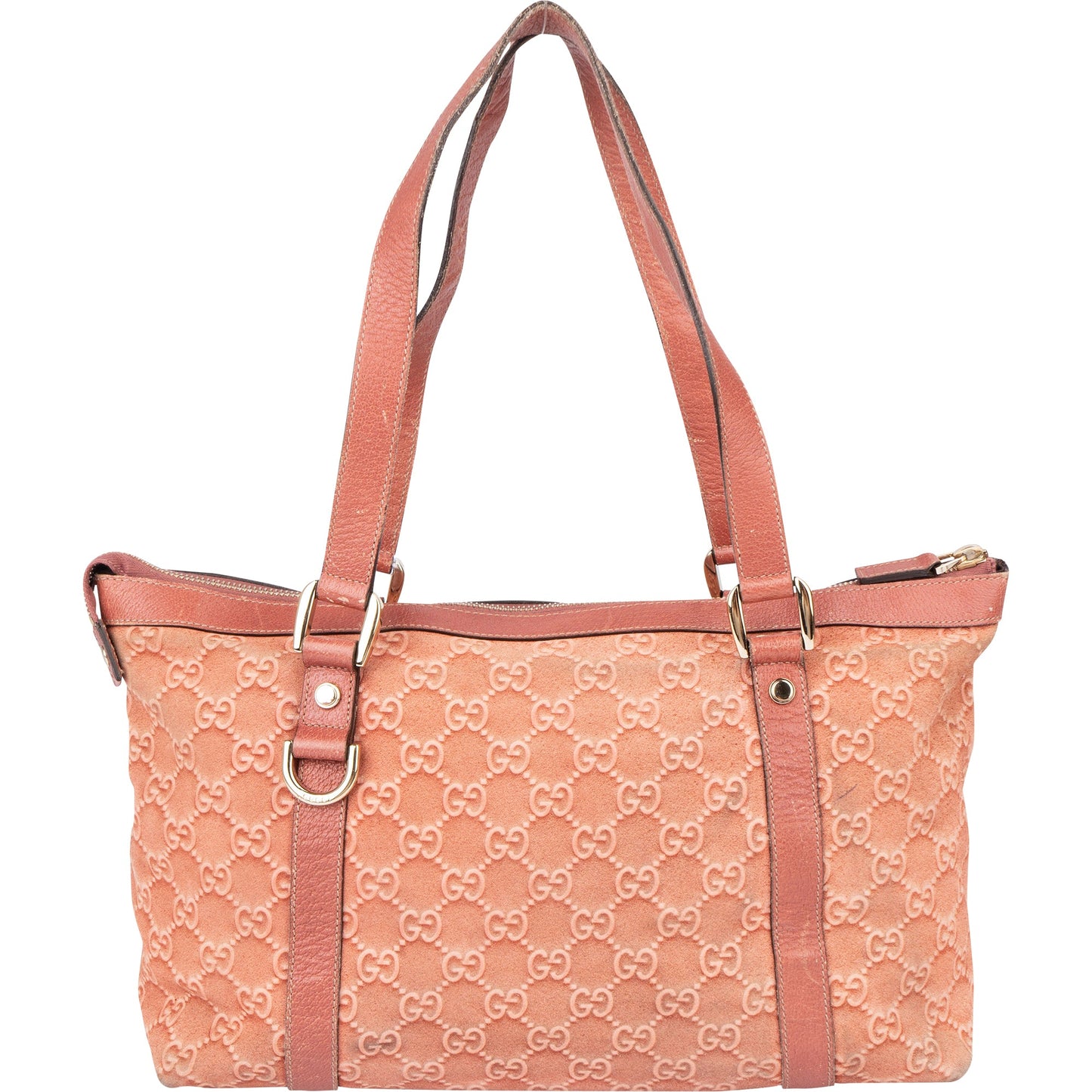Gucci Pink Suede Monogram Abbey Handbag