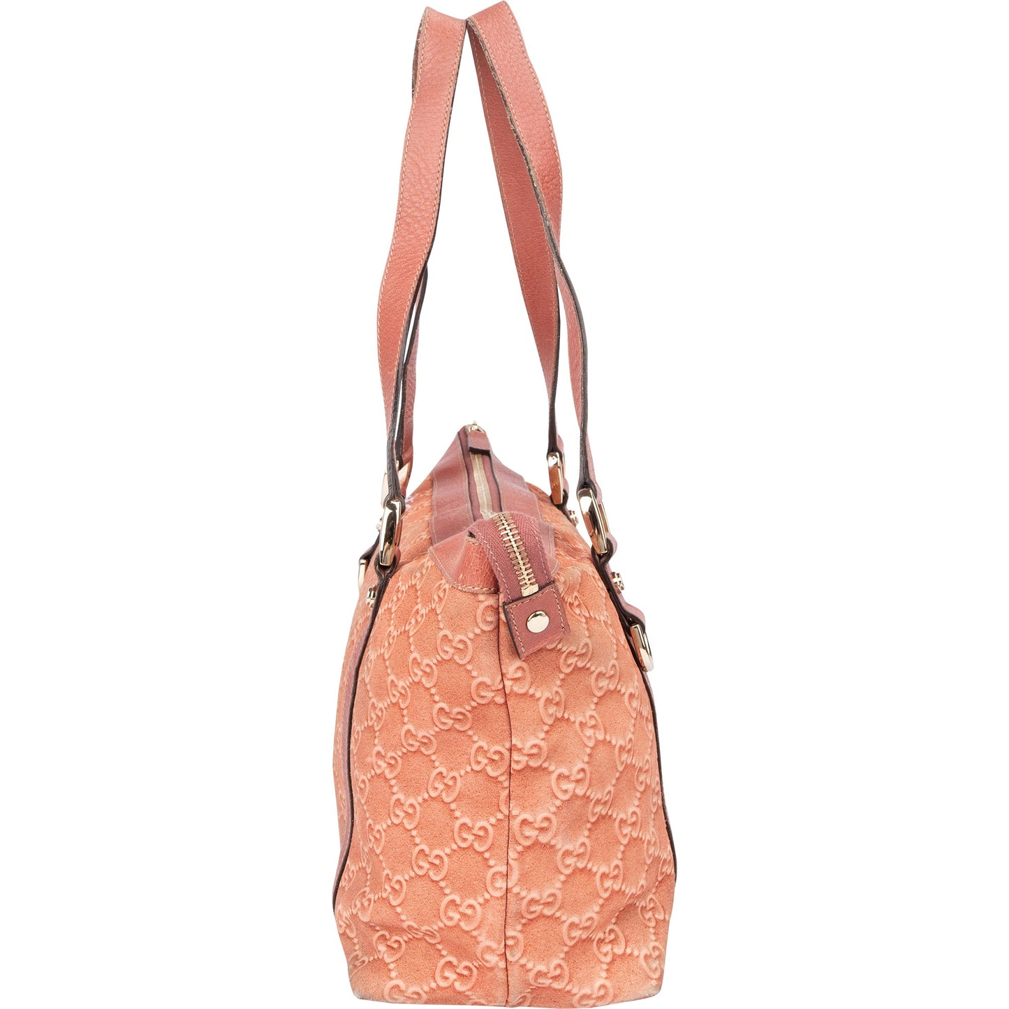 Gucci Pink Suede Monogram Abbey Handbag