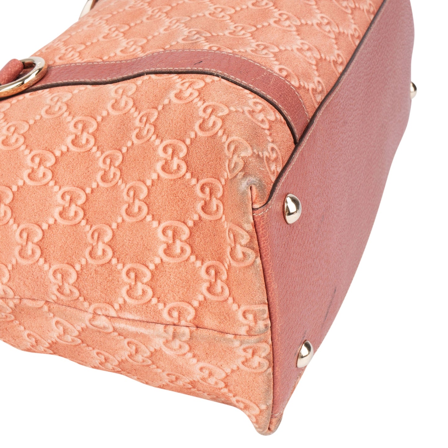 Gucci Pink Suede Monogram Abbey Handbag