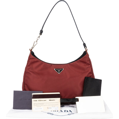 Prada Red Nylon Triangle Cleo Shoulder Bag