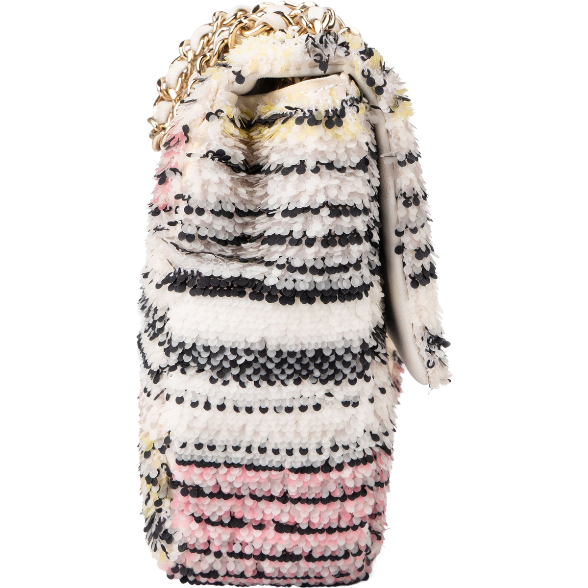 Chanel Sequin Multicolor Striped Small Single Flap Crossbody Bag