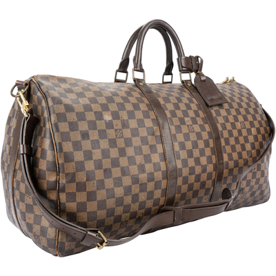 Louis Vuitton Damier Ebene Monogram Keepall 55 Bandouliere
