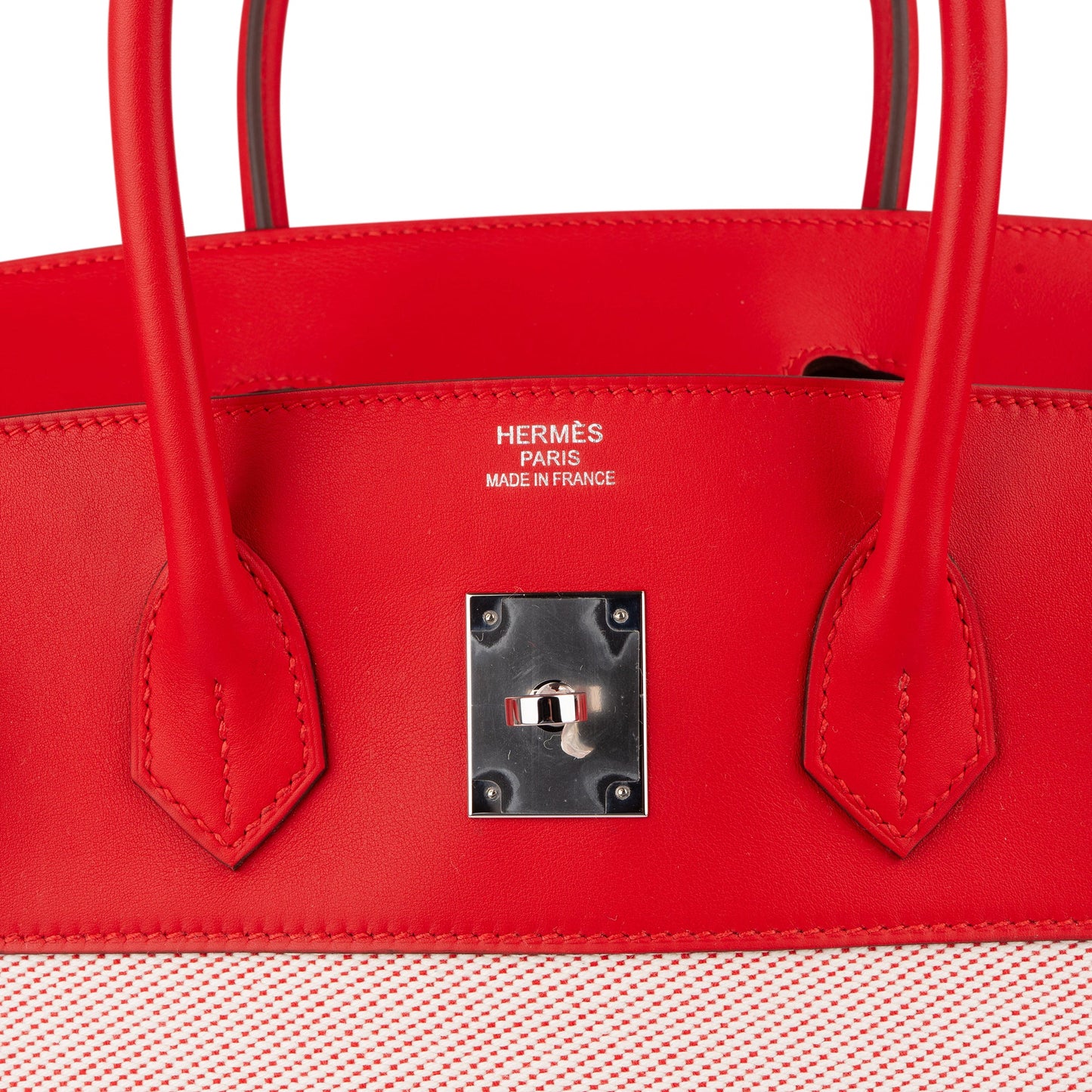 Hermès Fray Swift / Toile H Rouge de Coeur Birkin 35 Handbag