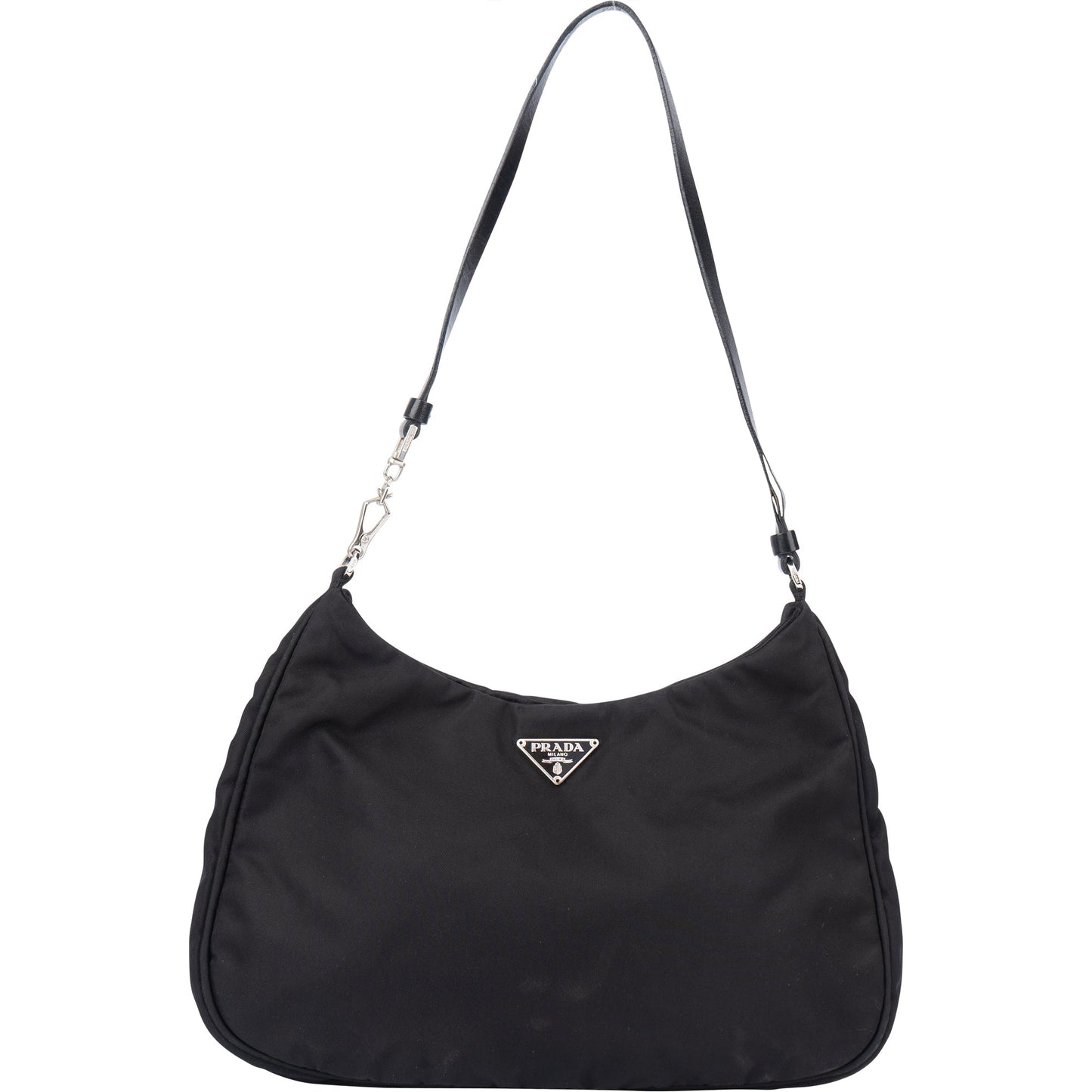 Prada Black Nylon Triangle Cleo Shoulder Bag