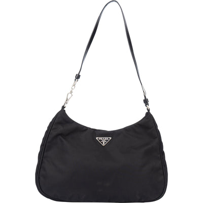 Prada Black Nylon Triangle Cleo Shoulder Bag