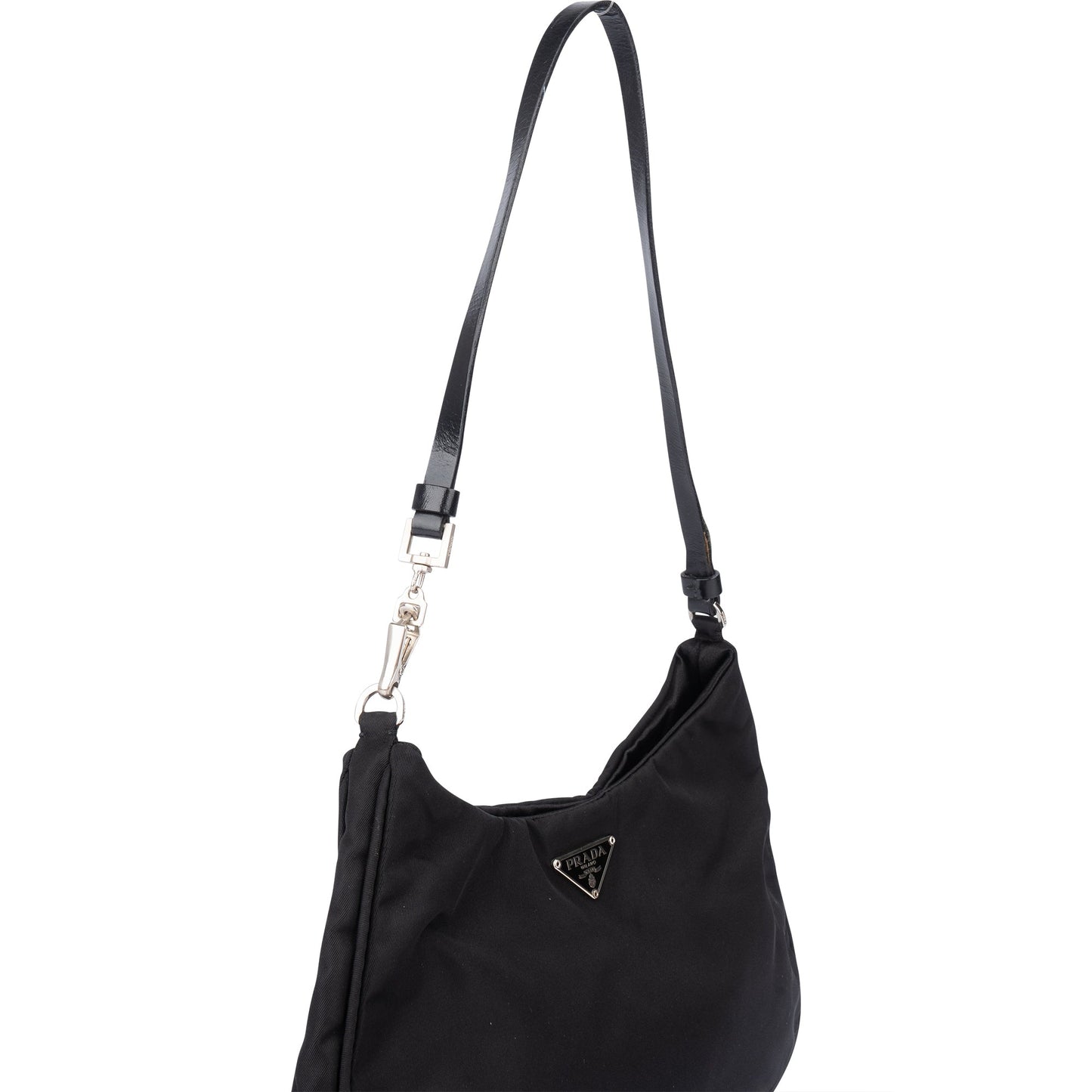 Prada Black Nylon Triangle Cleo Shoulder Bag