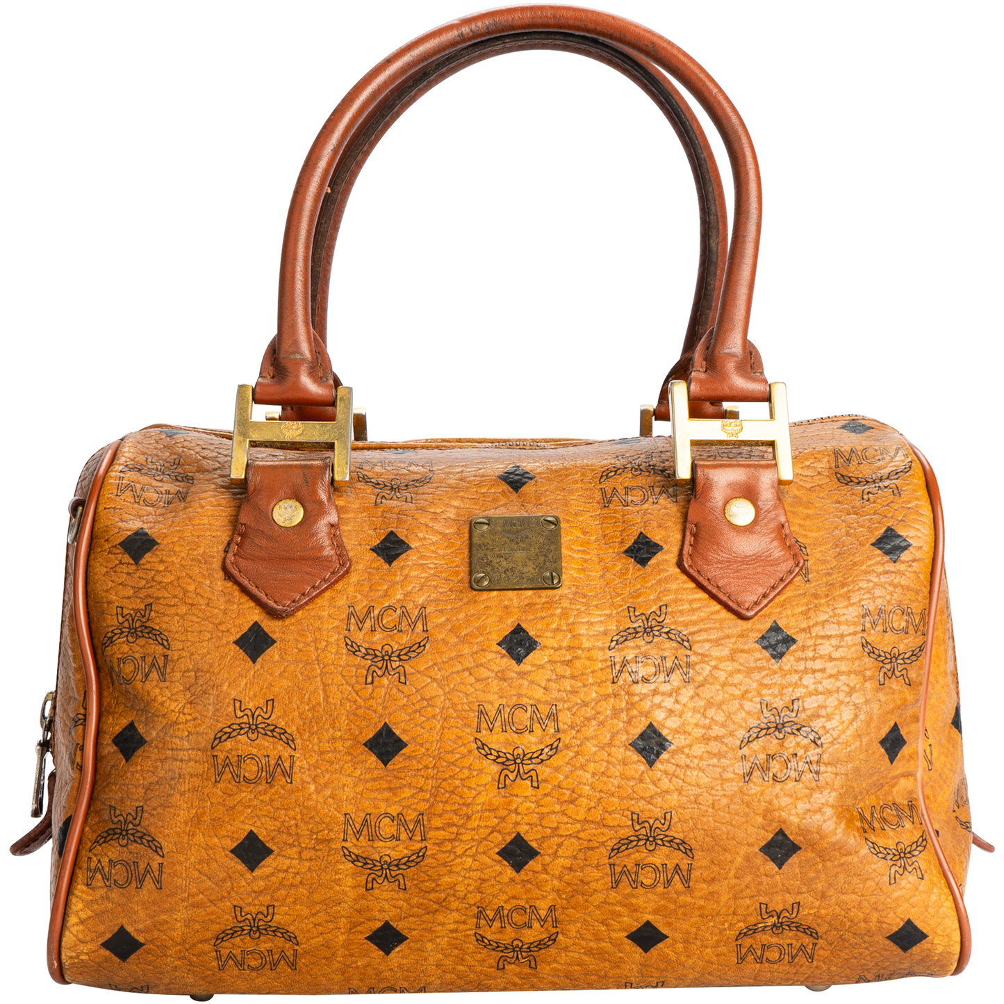 MCM Visetos Monogram Boston Handbag