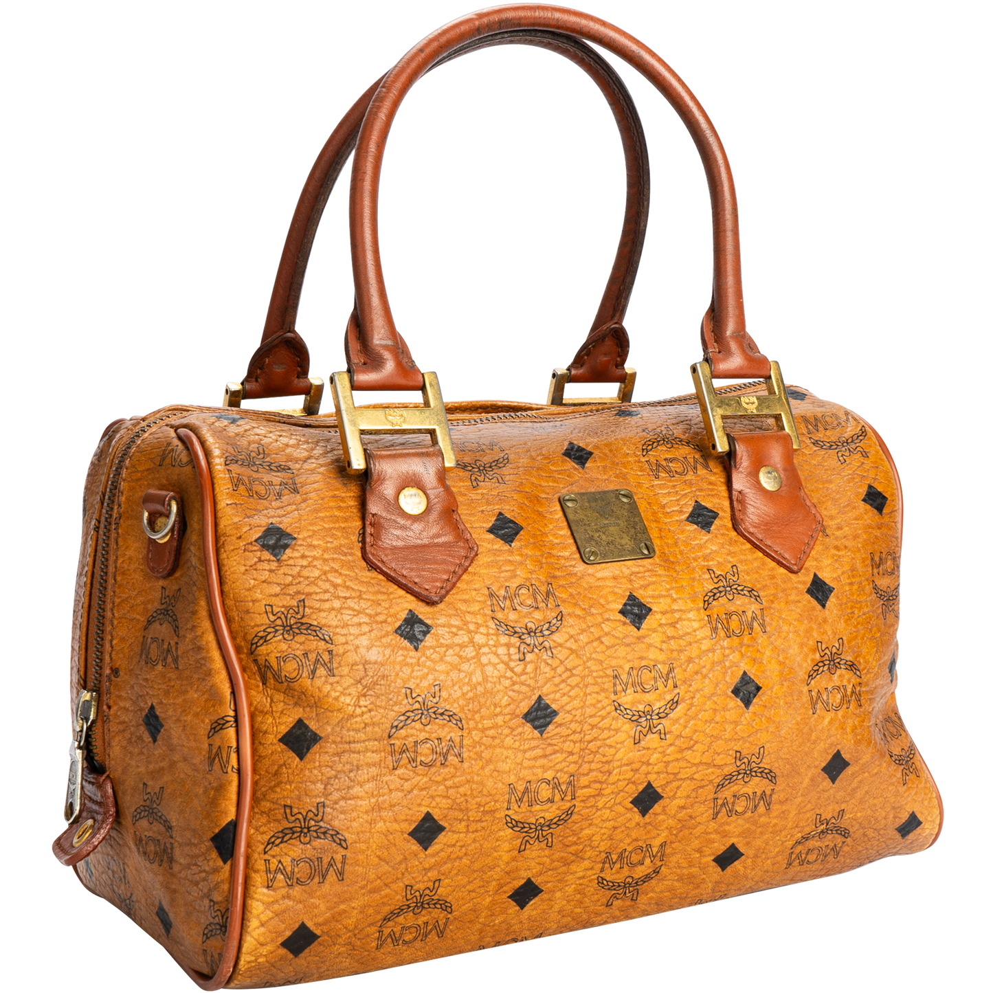 MCM Visetos Monogram Boston Handbag