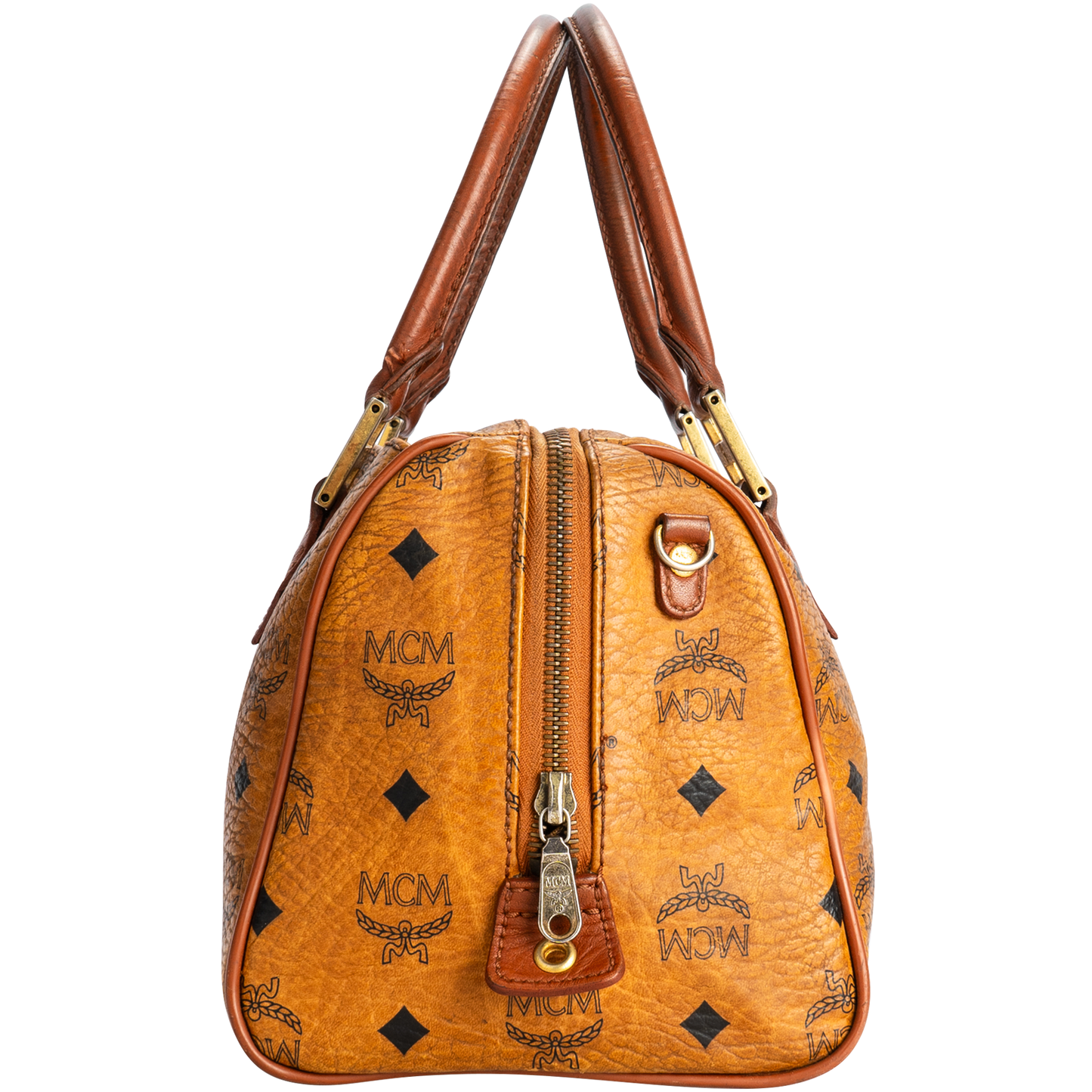 MCM Visetos Monogram Boston Handbag