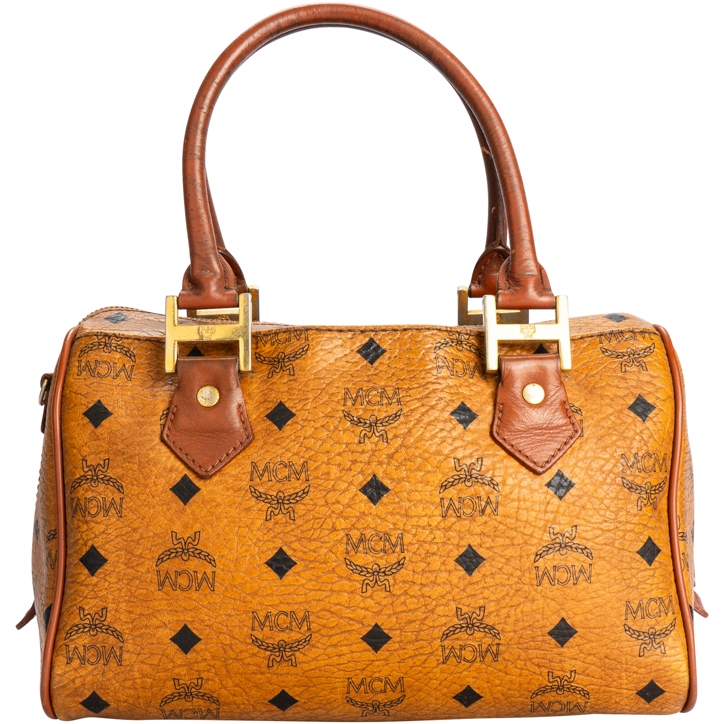 MCM Visetos Monogram Boston Handbag