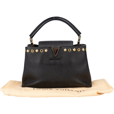 Louis Vuitton Noir Taurillon Pins Capucines PM Handbag