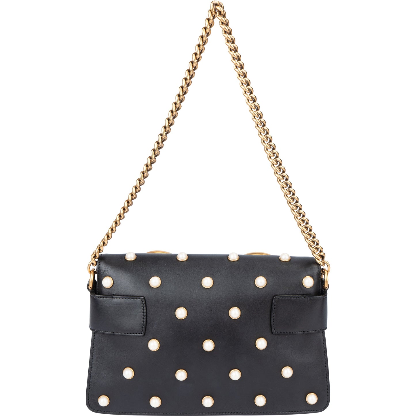 Gucci Black Leather Queen Margaret Bee Shoulder Bag