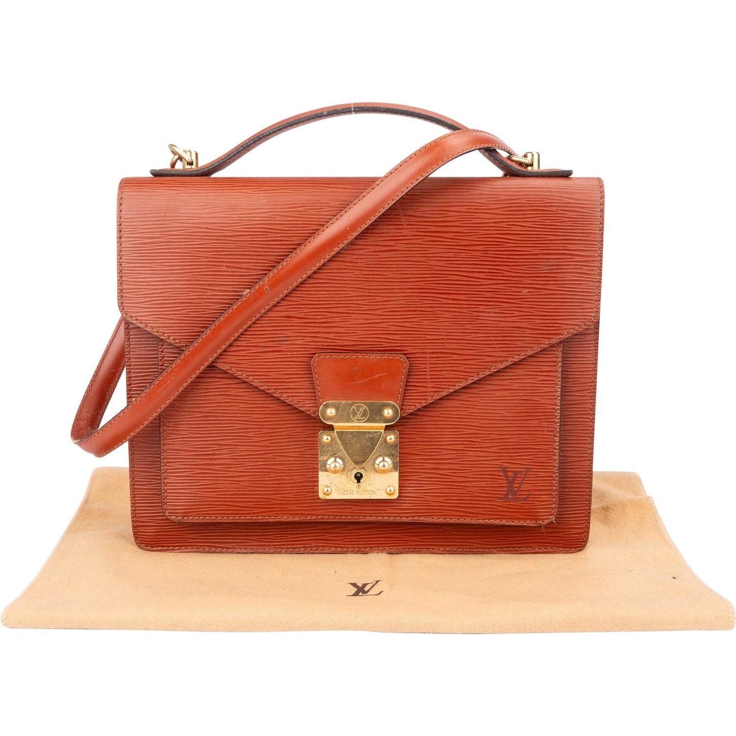 Louis Vuitton Cognac Epi Leather Monceau Handbag