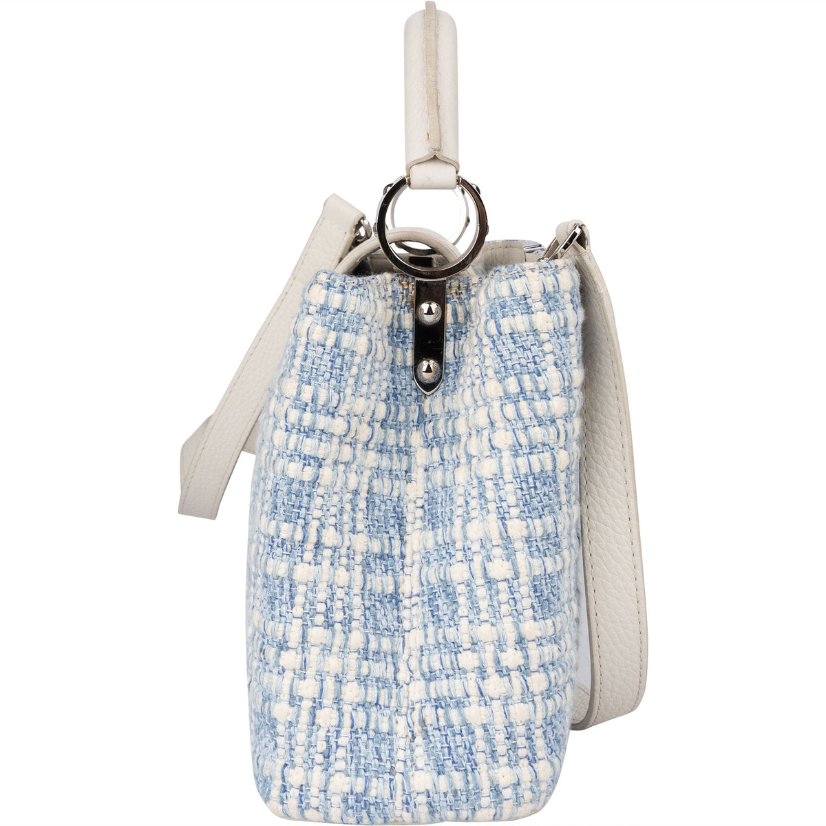 Louis Vuitton Bleu Blanco Tweed Capucines BB Handbag