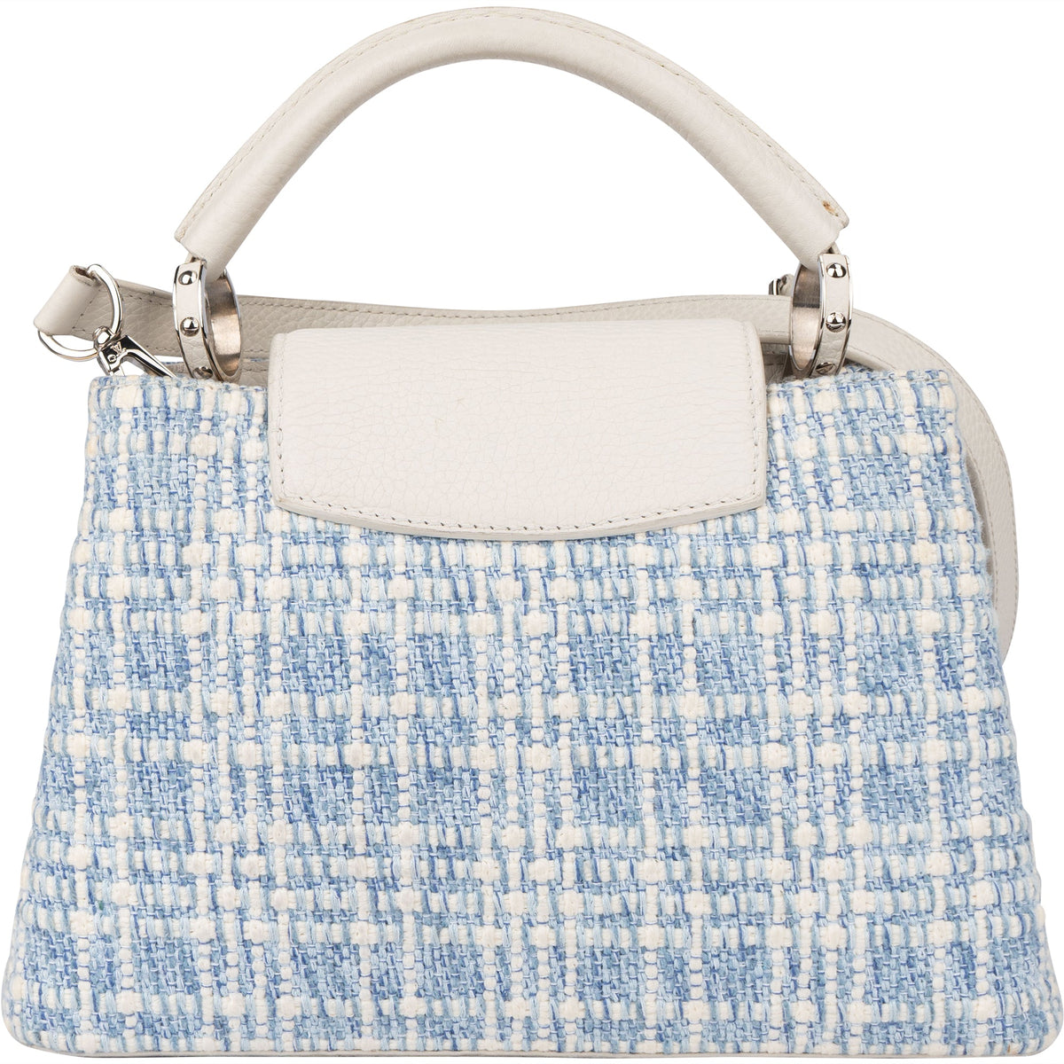 Louis Vuitton Bleu Blanco Tweed Capucines BB Handbag