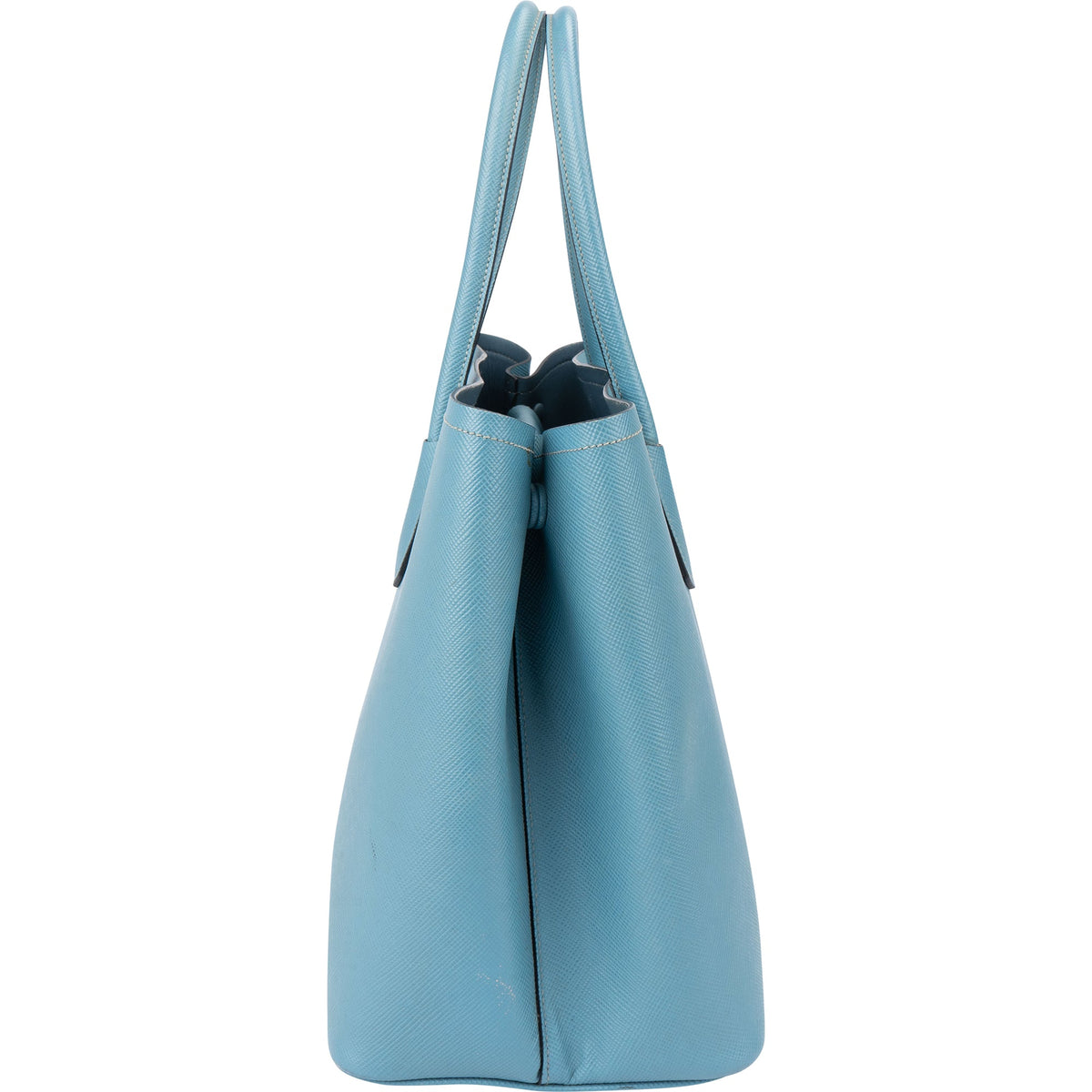 Prada Blue Saffiano Leather Double Handbag