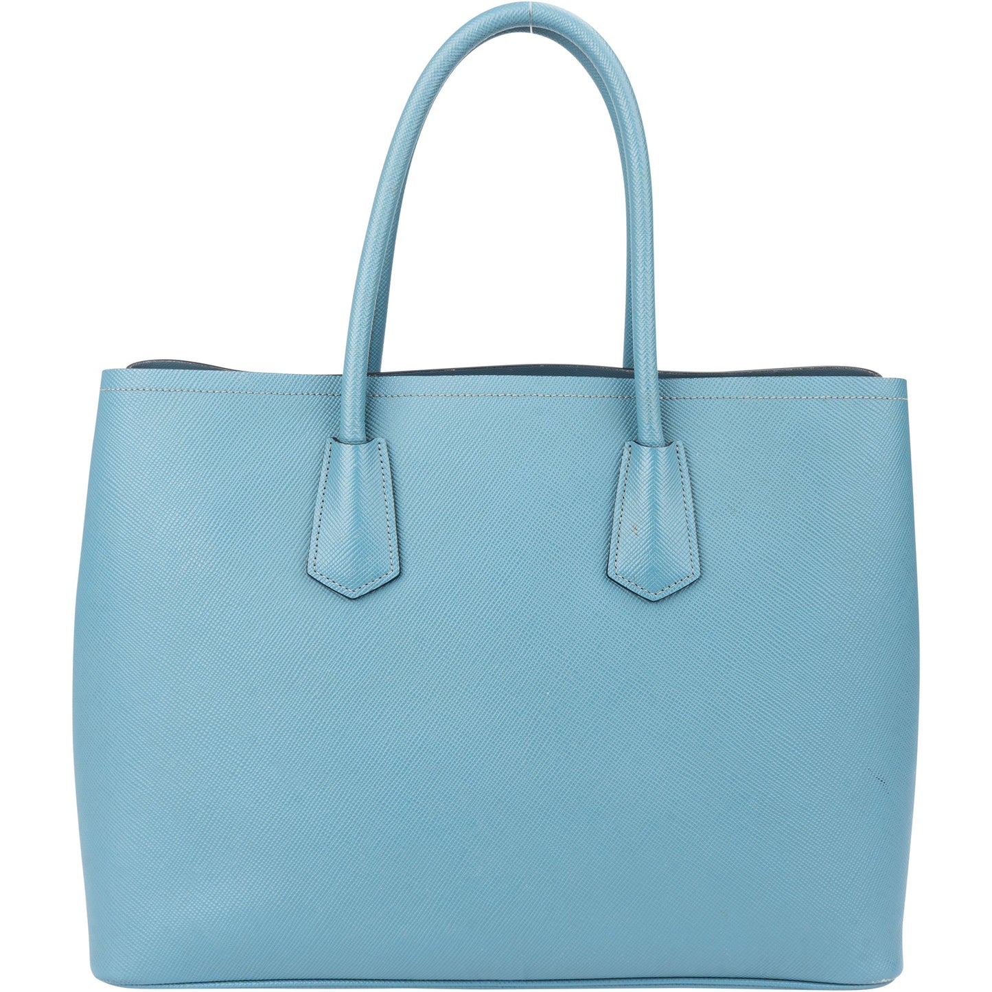 Prada Blue Saffiano Leather Double Handbag