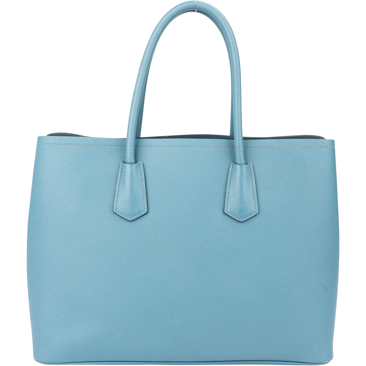 Prada Blue Saffiano Leather Double Handbag