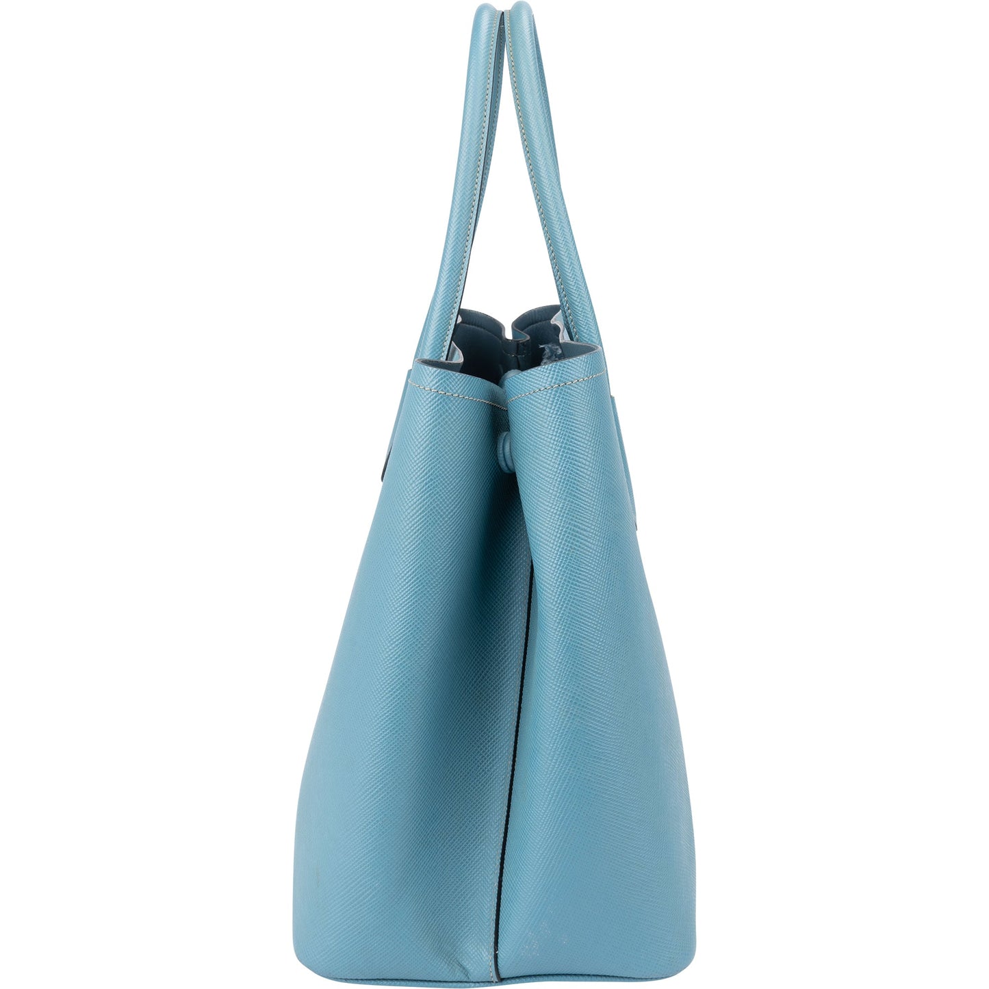Prada Blue Saffiano Leather Double Handbag