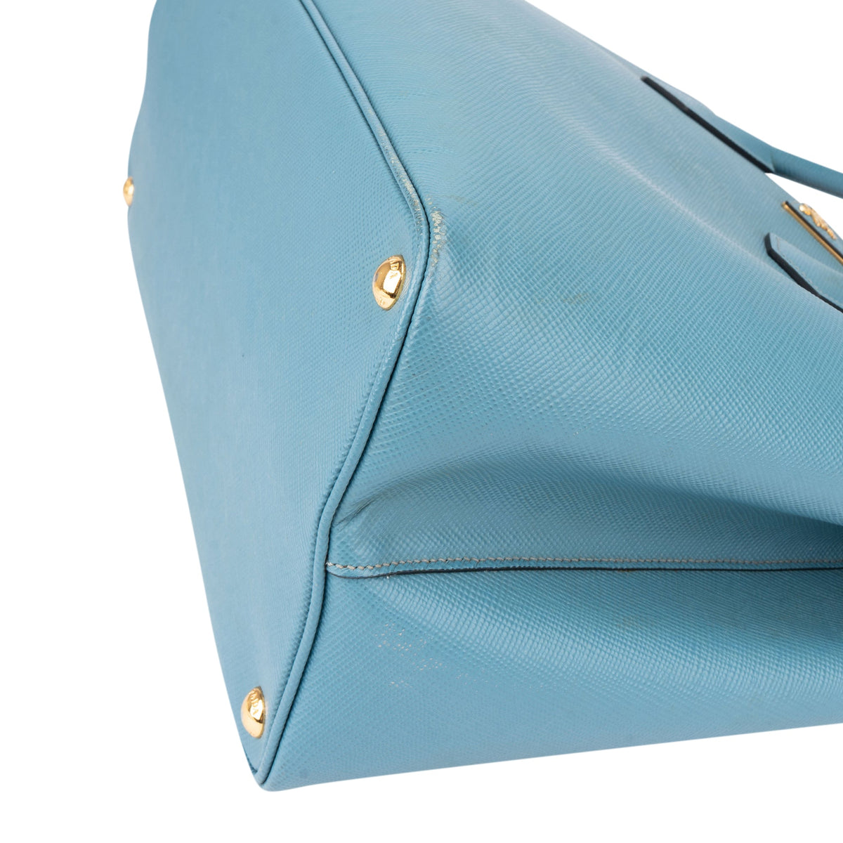 Prada Blue Saffiano Leather Double Handbag