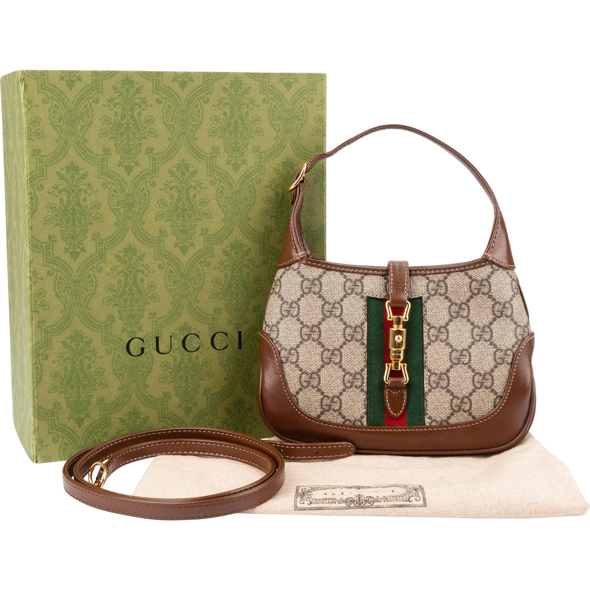 Gucci Monogram GG Supreme Canvas Jackie 1961 Web Mini Crossbody Bag