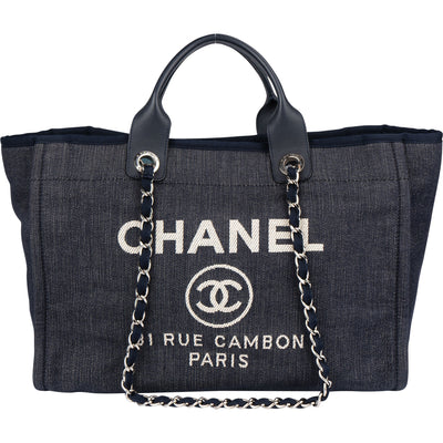 Chanel Bleu Cotton Deauville Handbag