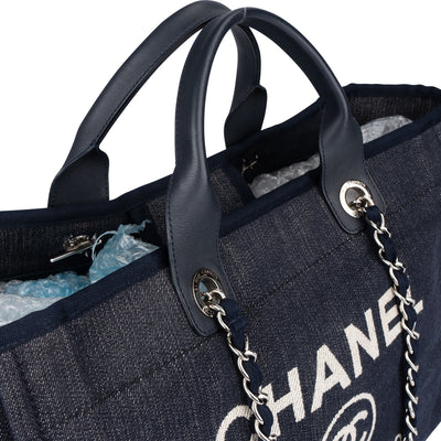 Chanel Bleu Cotton Deauville Handbag