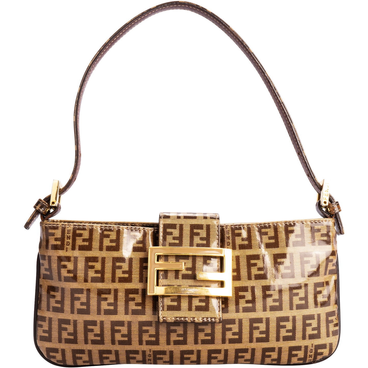 Fendi Mini Baguette Zucchino Monogram Vinyl Shoulder Bag