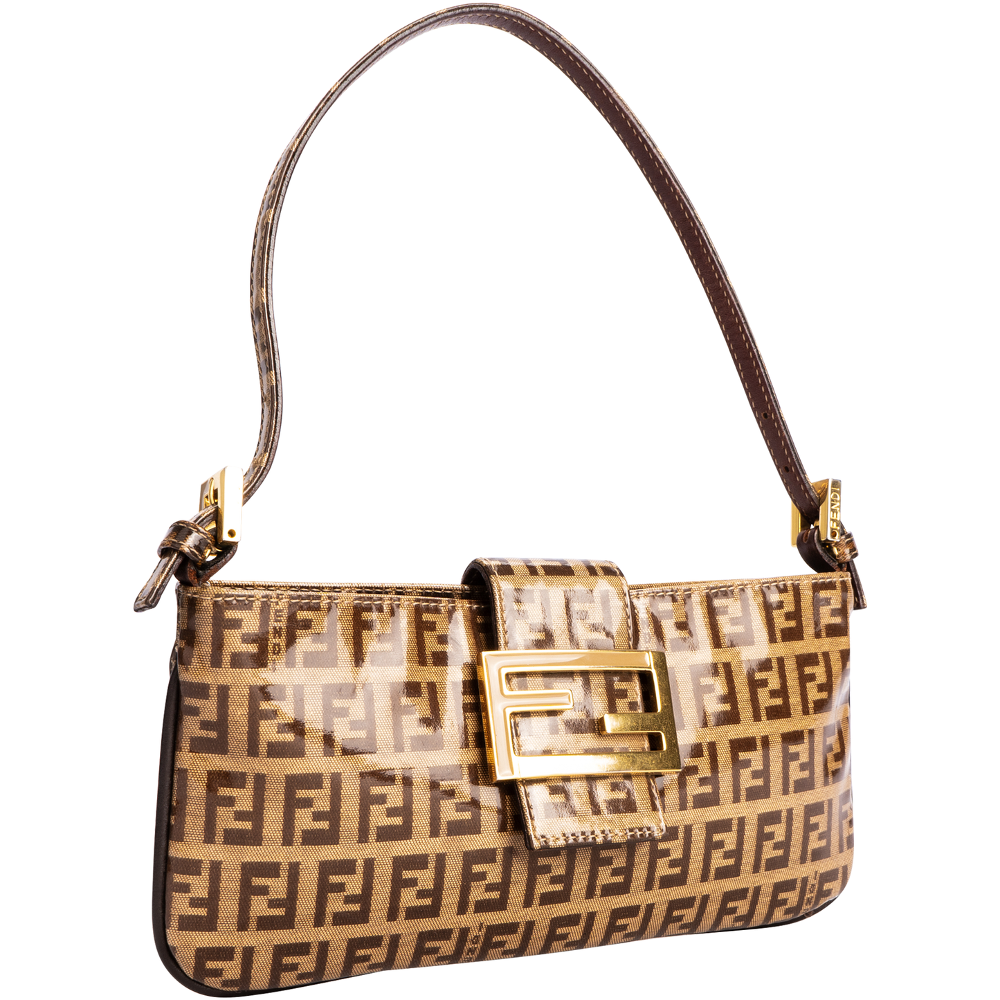 Fendi Mini Baguette Zucchino Monogram Vinyl Shoulder Bag