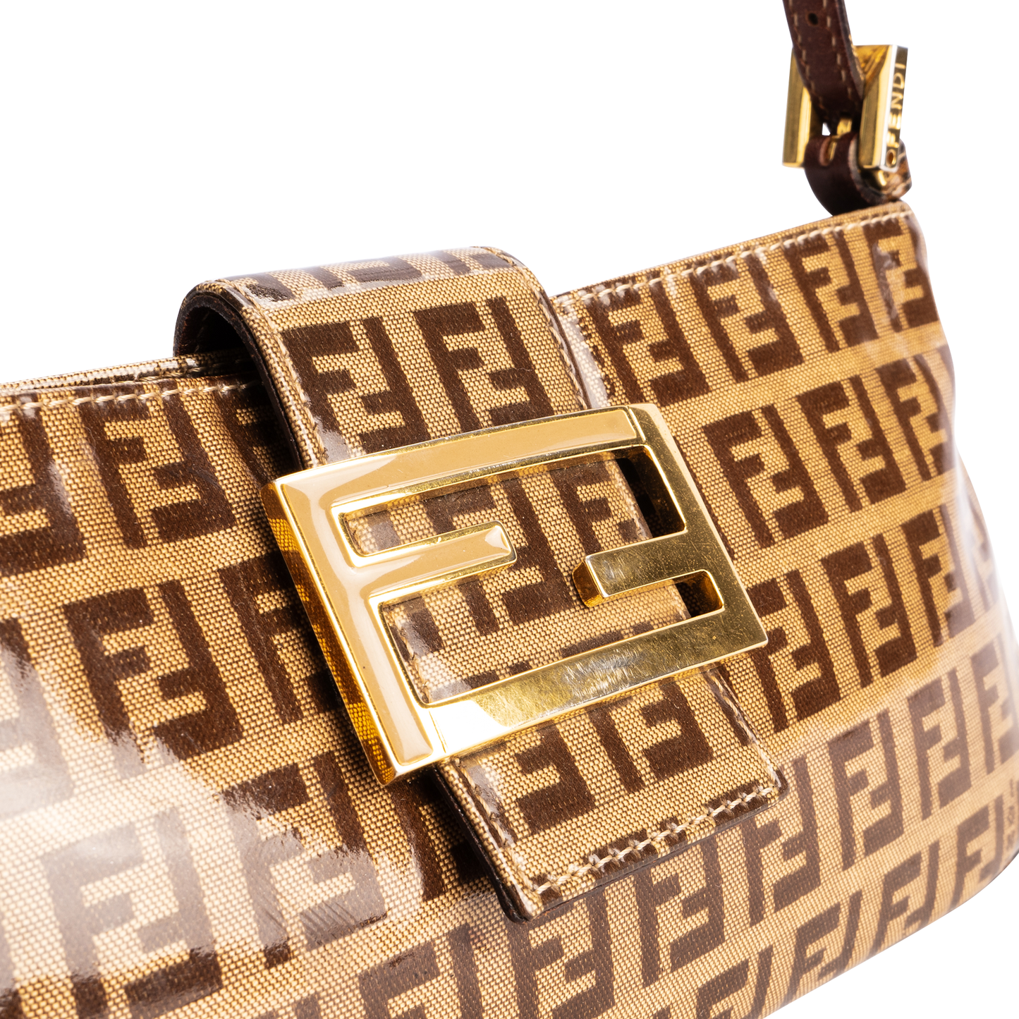 Fendi Mini Baguette Zucchino Monogram Vinyl Shoulder Bag