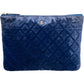 Chanel Bleu Quilted Velvet CC Clutch