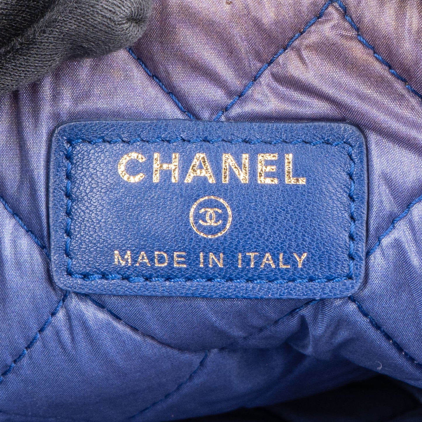 Chanel Bleu Quilted Velvet CC Clutch