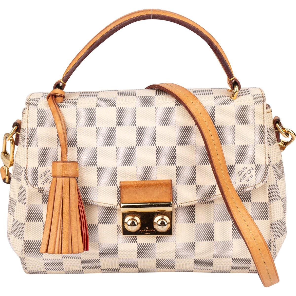 Louis Vuitton Damier Azur Croisette aus Canvas und Vachetta-Leder – Vorderansicht