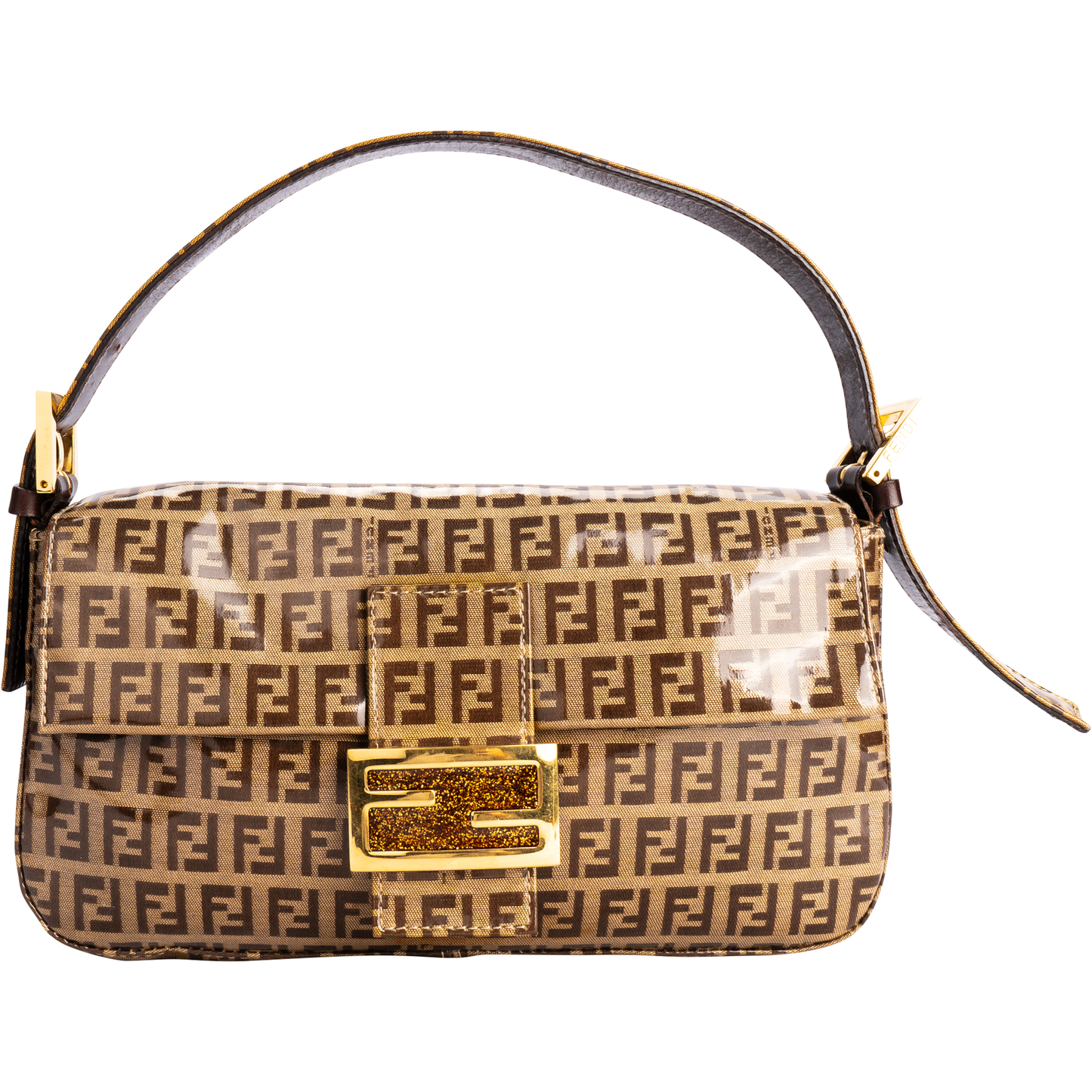 Fendi Zucchino Monogram Vinyl Baguette Shoulder Bag