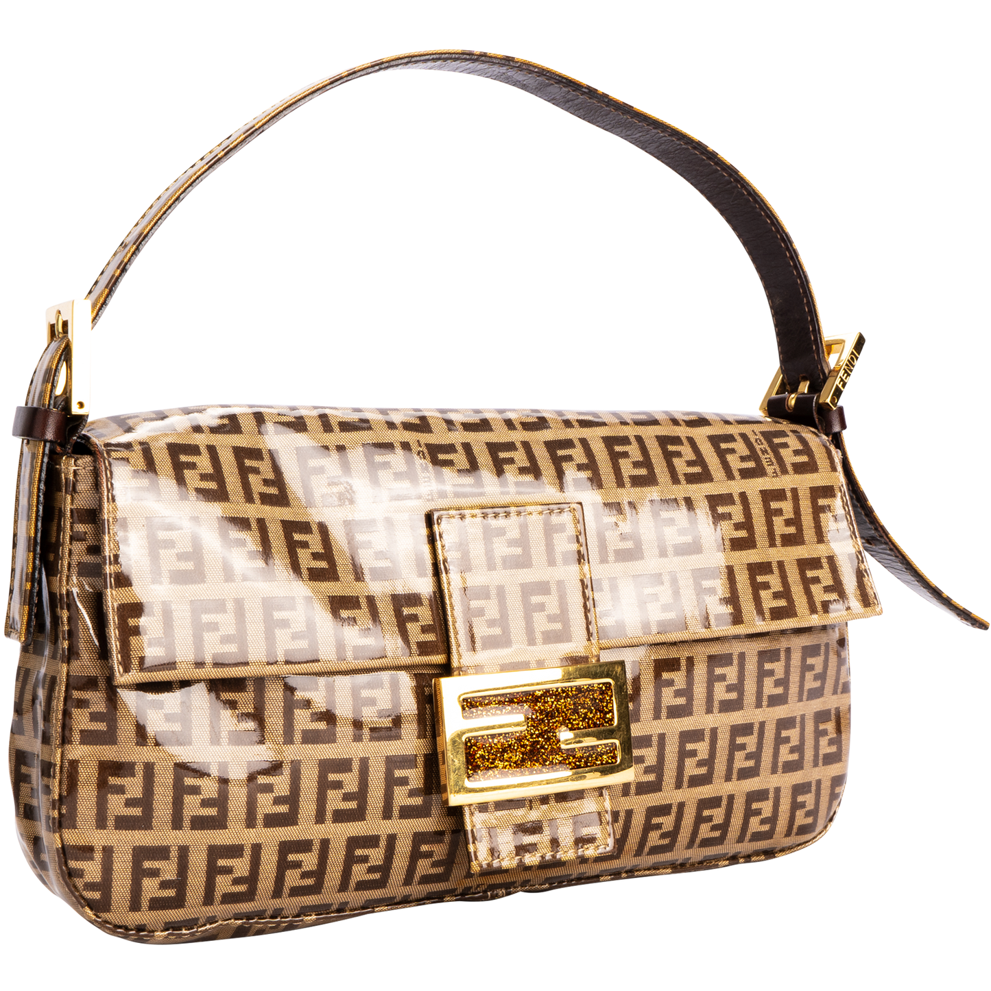 Fendi Zucchino Monogram Vinyl Baguette Shoulder Bag