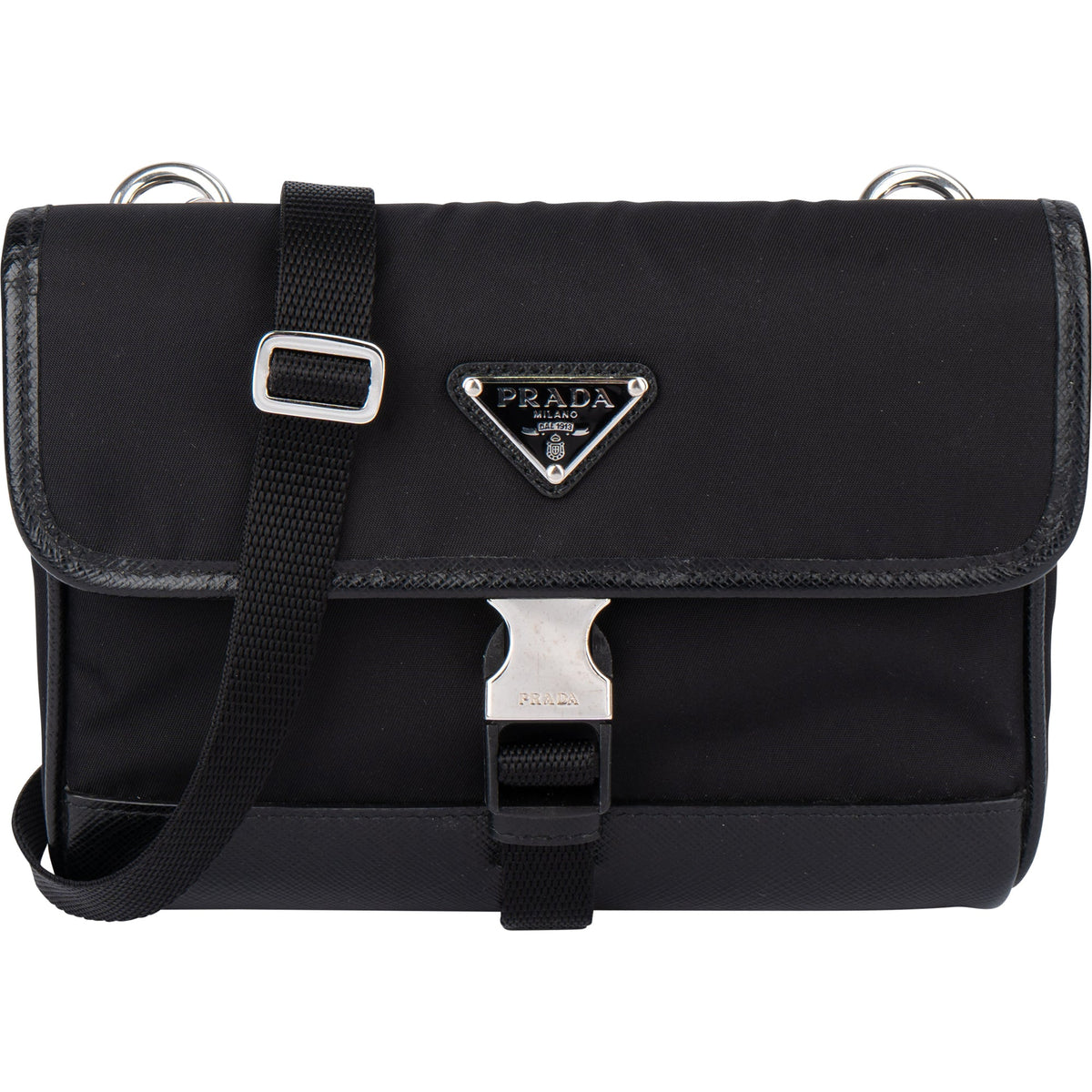 Prada Nylon Triangle Mini Crossbody Side Bag