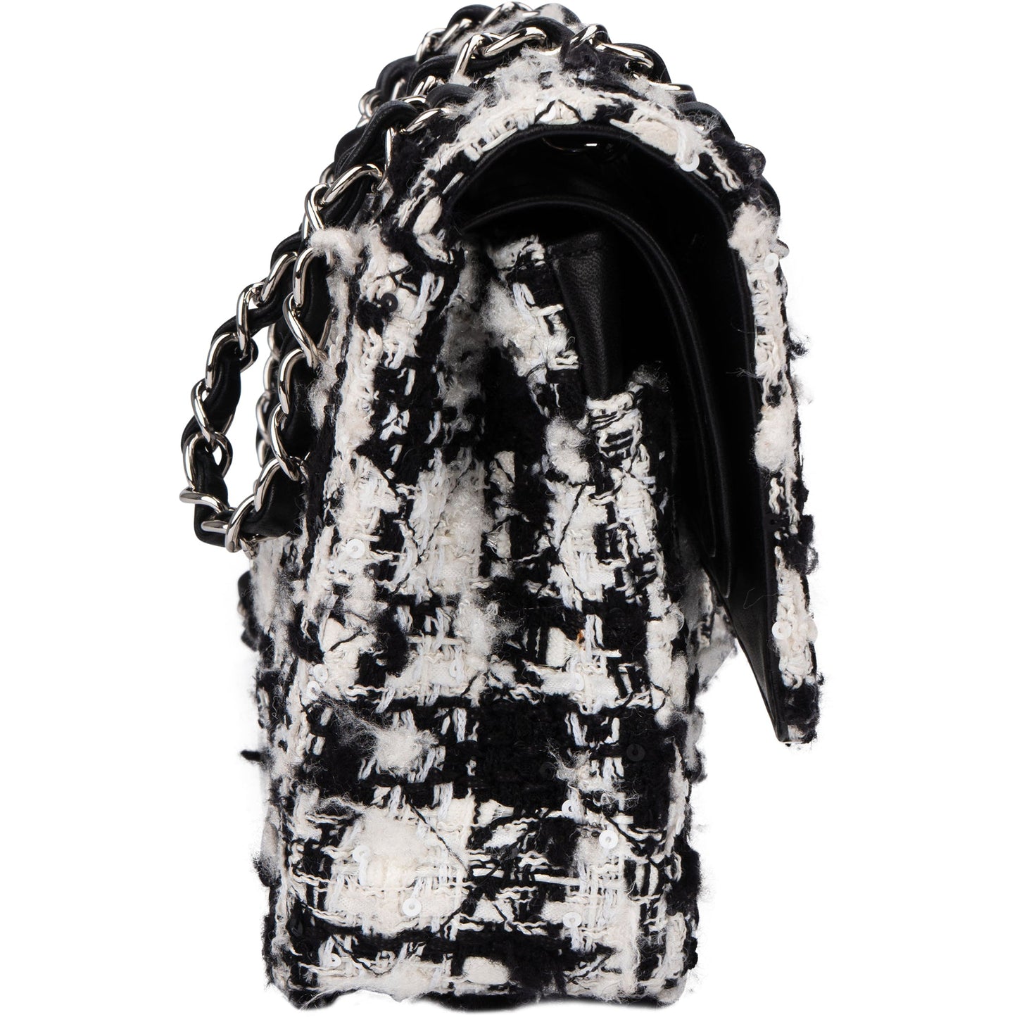 Chanel Bicolor Tweed Palladium Medium Double Flap Crossbody Bag