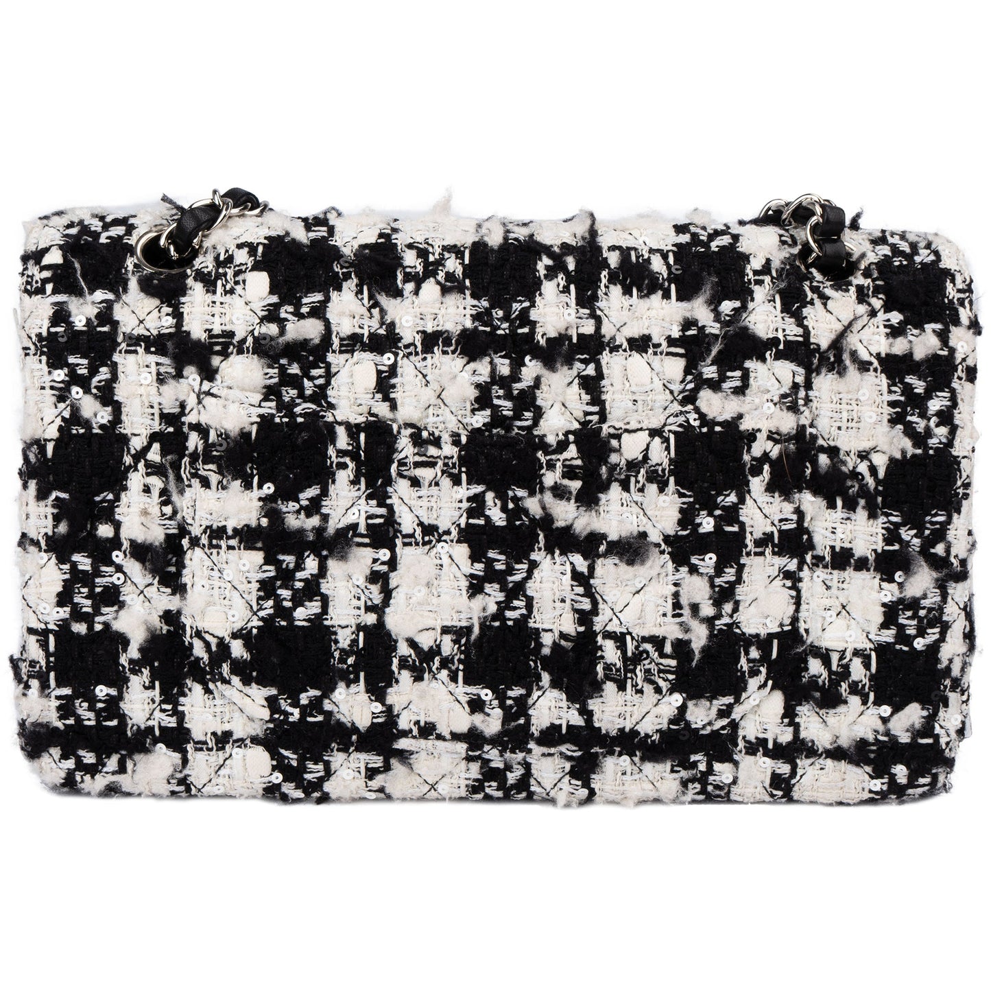 Chanel Bicolor Tweed Palladium Medium Double Flap Crossbody Bag