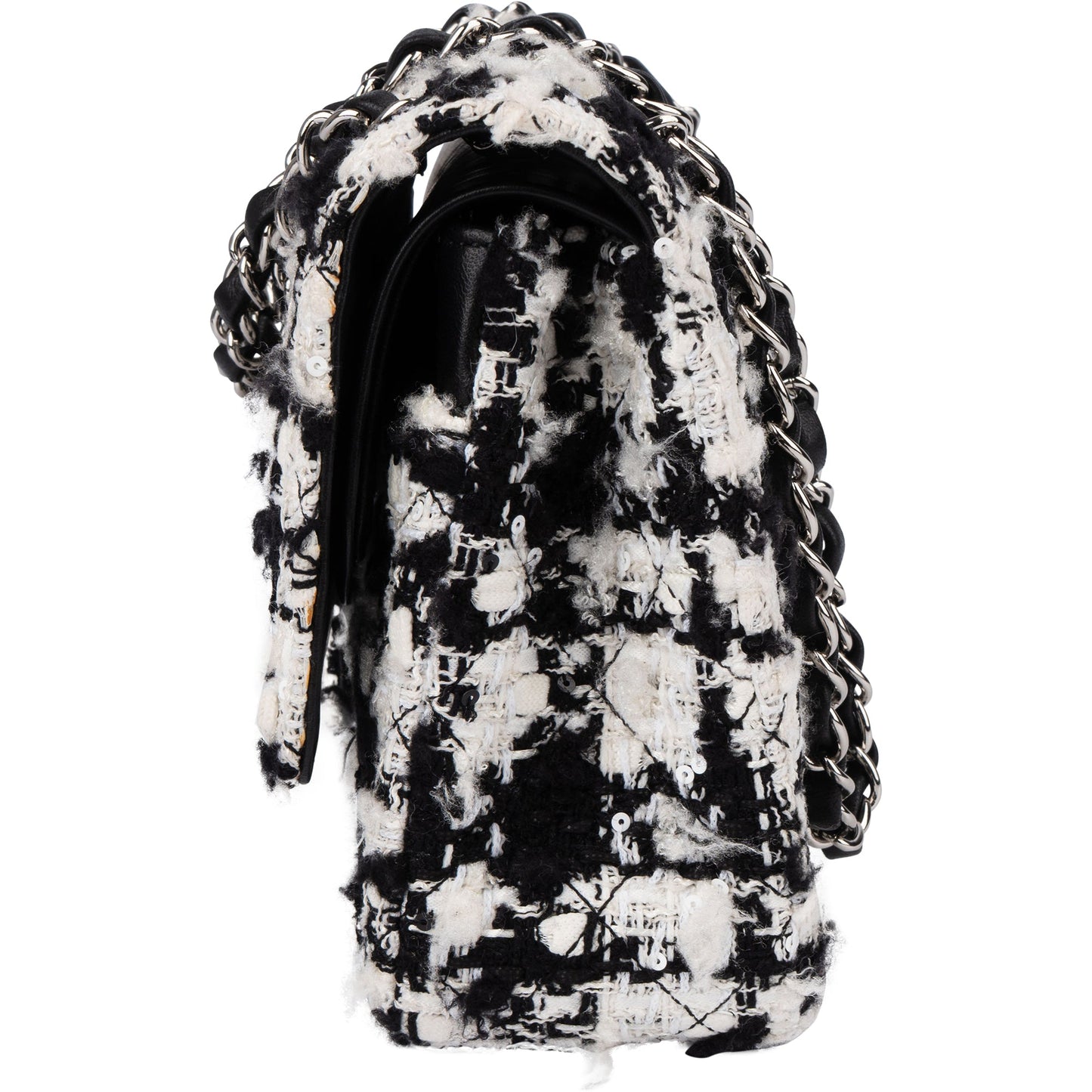 Chanel Bicolor Tweed Palladium Medium Double Flap Crossbody Bag