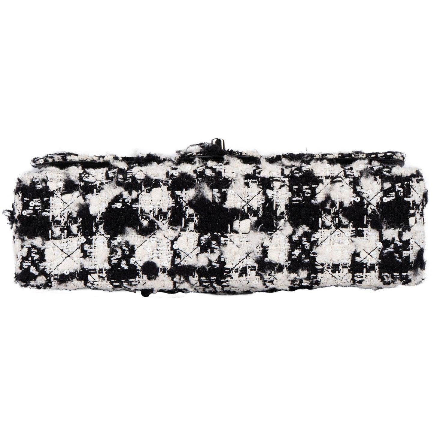 Chanel Bicolor Tweed Palladium Medium Double Flap Crossbody Bag