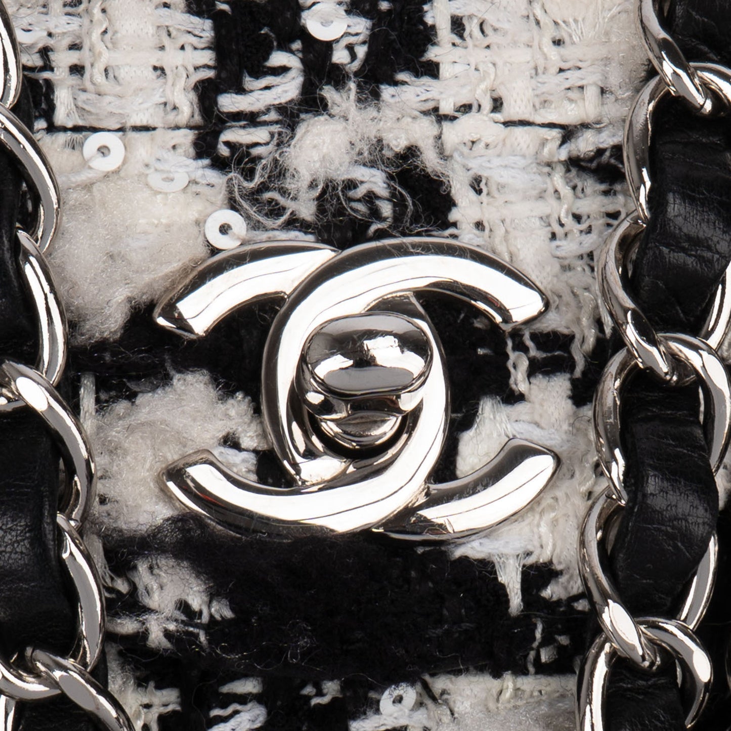 Chanel Bicolor Tweed Palladium Medium Double Flap Crossbody Bag