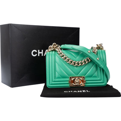 Chanel Chevron Lambskin Boy Single Flap Crossbody Bag