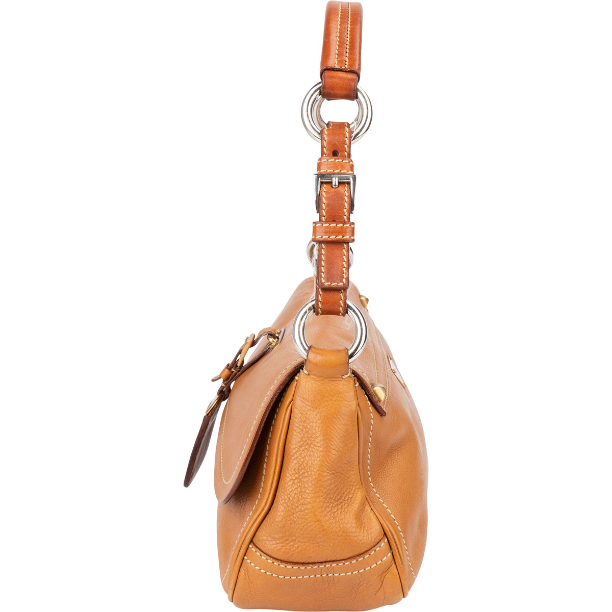 Prada Brown Leather Triangle Baguette Shoulder Bag