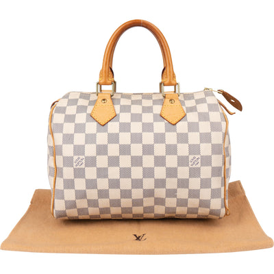 Louis Vuitton Damier Azur Monogram Speedy 25 Handbag